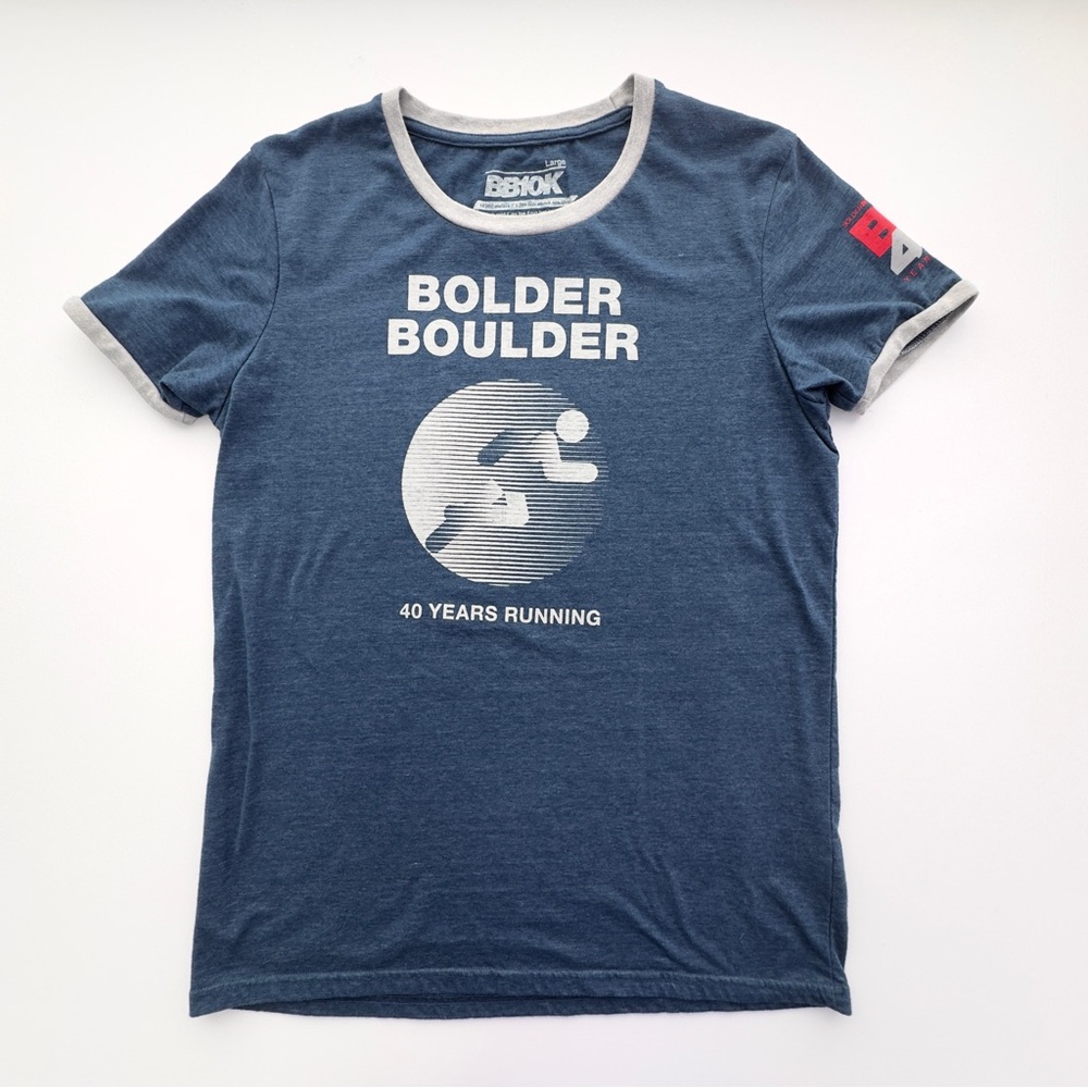 Bolder Boulder 10K Ringer T-Shirt 40th Anniversary 2018 Women’s Large